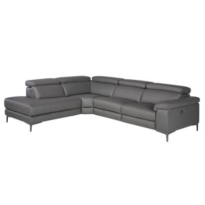 Angel Cerda Stylish Left Chaise Longue Sofa In Dark Grey Leather For Ultimate Comfort - image 1