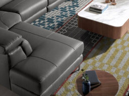 Angel Cerda Stylish Left Chaise Longue Sofa In Dark Grey Leather For Ultimate Comfort - thumbnail 4