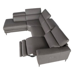 Angel Cerda Stylish Left Chaise Longue Sofa In Dark Grey Leather For Ultimate Comfort - thumbnail 5