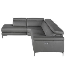 Angel Cerda Stylish Left Chaise Longue Sofa In Dark Grey Leather For Ultimate Comfort - thumbnail 6