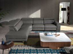 Angel Cerda Stylish Left Chaise Longue Sofa In Dark Grey Leather For Ultimate Comfort - thumbnail 2
