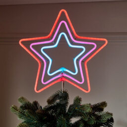 Multicolour Metal & Plastic Neon Christmas Tree Topper - thumbnail 1
