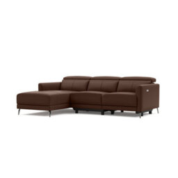 Valencia Andria Modern Top Grain Leather Reclining Sectional Three Seats With Left Hand Chaise Sofa Chocolate - thumbnail 8