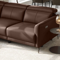 Valencia Andria Modern Top Grain Leather Reclining Sectional Three Seats With Left Hand Chaise Sofa Chocolate - thumbnail 6