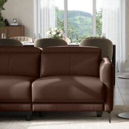 Valencia Andria Modern Top Grain Leather Reclining Sectional Three Seats With Left Hand Chaise Sofa Chocolate - thumbnail 5