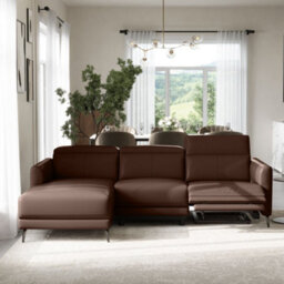 Valencia Andria Modern Top Grain Leather Reclining Sectional Three Seats With Left Hand Chaise Sofa Chocolate - thumbnail 4
