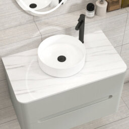 Royal Bathrooms Venice 800mm Dove Grey Wall Mounted Bathroom Countertop Vanity Unit 2 Drawer With Art Basin - thumbnail 6