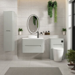 Royal Bathrooms Venice 800mm Dove Grey Wall Mounted Bathroom Countertop Vanity Unit 2 Drawer With Art Basin - thumbnail 4