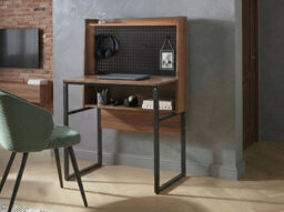 Beliani Home Office Desk With Pegboard Buxton Dark Brown 84 Cm 48 Cm - thumbnail 2