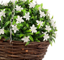 Best Artificial 28Cm White Lily Flower Rattan Wicker Hanging  Basket For Indoor Or Outdoor Use - thumbnail 2