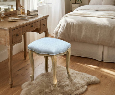 Aspect Furniture French Style Jade Dressing Table Stool , White Washed Wood, Grey Cushion,ch081Gy - image 1