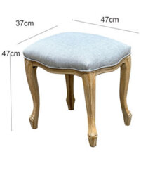 Aspect Furniture French Style Jade Dressing Table Stool , White Washed Wood, Grey Cushion,ch081Gy - thumbnail 5