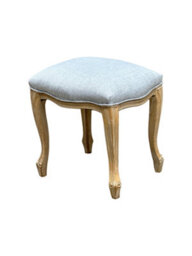 Aspect Furniture French Style Jade Dressing Table Stool , White Washed Wood, Grey Cushion,ch081Gy - thumbnail 3