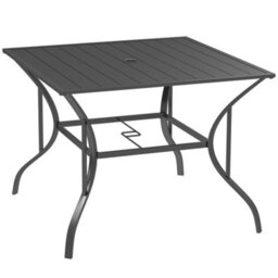 Wyld Haus Sucodo Stainless Steel Dark Grey Square Outdoor Dining Table With Slatted Top And Parasol Hole 94 X 94 X 71 Cm - thumbnail 2