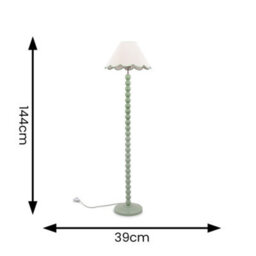Valuelights Bobbles Sage Green Bobbin Floor Lamp With Green Trim Scallop Shade - thumbnail 9