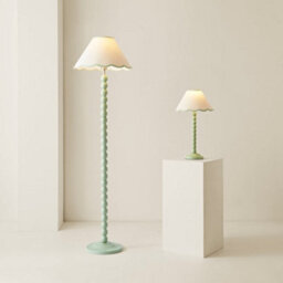 Valuelights Bobbles Sage Green Bobbin Floor Lamp With Green Trim Scallop Shade - thumbnail 6