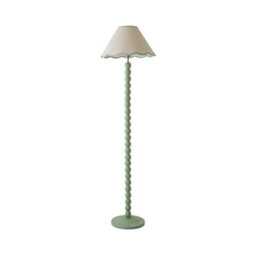 Valuelights Bobbles Sage Green Bobbin Floor Lamp With Green Trim Scallop Shade - thumbnail 7