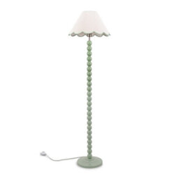 Valuelights Bobbles Sage Green Bobbin Floor Lamp With Green Trim Scallop Shade - thumbnail 2