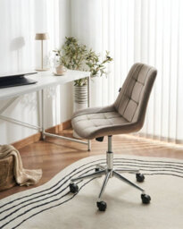 Beliani Office Chair Melrose Velvet Taupe - thumbnail 2