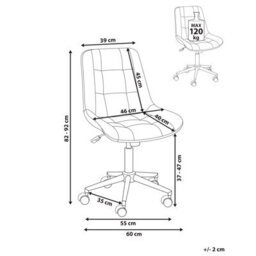 Beliani Office Chair Melrose Velvet Taupe - thumbnail 3