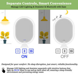 Maerts-E Oval Led Bluetooth Bathroom Mirror 500X700mm 3 Colour Dimmable Lights Memory Demister Touch/wall Switch Control - thumbnail 5