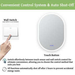 Maerts-E Oval Led Bluetooth Bathroom Mirror 500X700mm 3 Colour Dimmable Lights Memory Demister Touch/wall Switch Control - thumbnail 6