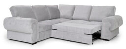 Horizon Corner Sofa Bed Light Grey Velour Fabric Full Back Cushions - thumbnail 2