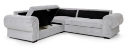 Horizon Corner Sofa Bed Light Grey Velour Fabric Full Back Cushions - thumbnail 3