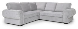 Horizon Corner Sofa Bed Light Grey Velour Fabric Full Back Cushions - thumbnail 1