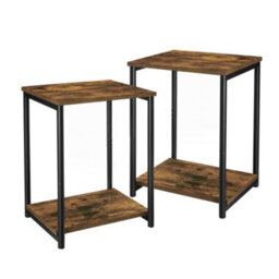 LEDREM Set Of 2 Side Tables, 2-Tier Sofa Side Tables, Bedside Tables With Steel Frames, For Living Room, Bedroom, Home Office - thumbnail 3