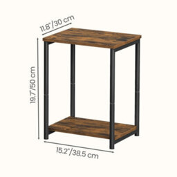 LEDREM Set Of 2 Side Tables, 2-Tier Sofa Side Tables, Bedside Tables With Steel Frames, For Living Room, Bedroom, Home Office - thumbnail 4