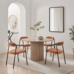 Furniturebox Uk 2X Rhea Terracotta Orange Fabric Dining Chairs Bronze Legs - thumbnail 4