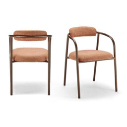Furniturebox Uk 2X Rhea Terracotta Orange Fabric Dining Chairs Bronze Legs - thumbnail 6