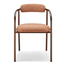 Furniturebox Uk 2X Rhea Terracotta Orange Fabric Dining Chairs Bronze Legs - thumbnail 7