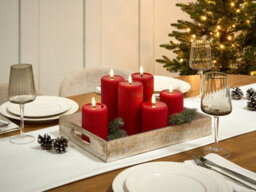Beliani Set Of 6 Led Candles Noisette 10/16 Cm Red - thumbnail 2