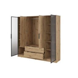 Arte Kelly 206Cm Glass-Fronted Wardrobe In Rustic Oak Artisan - Expansive Storage With Natural Charm - thumbnail 3