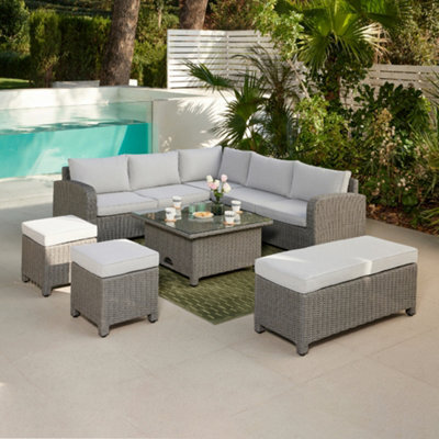 Home Detail Hadley 5 Seater L Shape Garden Sofa Set With Rising Table - image 1