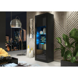 Display Cabinet Illume 170Cm - Black With Gloss Doors And Led Lights - thumbnail 2