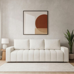Abrielle Modern Sofa Bed With Guest Pull Out Storage Cream