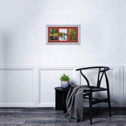 AK Frames 40X20Cm Silver Classic Multi Photo Frame With Crimson Mount - Holds 3 Apertures (3X) 6X4 Photos - thumbnail 3