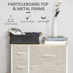 Wyld Haus Lireta 7-Drawer Fabric Storage Chest With Natural Wood Top - White, Oak & Light Grey - Freestanding 63.5W X 30D X 71H Cm - thumbnail 7