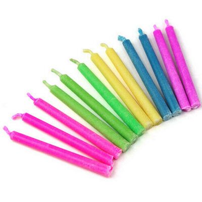 Accessotech 12-Coloured Flame Angel Candles Birthday Cake Candles Assorted Colours With Holders