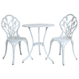 Charles Bentley 3 Piece Tulip Cast Aluminium Patio Bistro Set Table & 2 Chairs - thumbnail 1