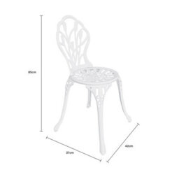 Charles Bentley 3 Piece Tulip Cast Aluminium Patio Bistro Set Table & 2 Chairs - thumbnail 9