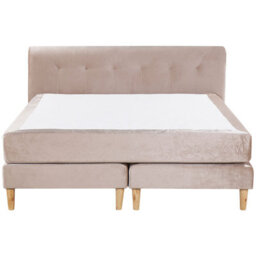 Beliani Divan Bed Velvet Marquise 160 X 200 Cm (Eu King Size) Beige - thumbnail 4