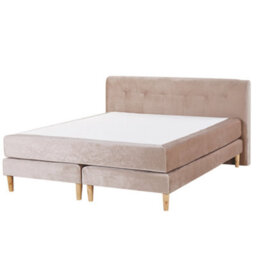 Beliani Divan Bed Velvet Marquise 160 X 200 Cm (Eu King Size) Beige - thumbnail 1