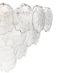Wyld And Coco 80 Cm Tiered Glass Pendant Chandelier, Brass-Finish Glamour Style - thumbnail 7