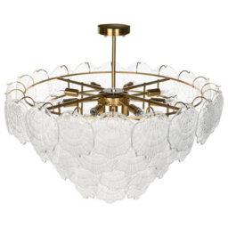 Wyld And Coco 80 Cm Tiered Glass Pendant Chandelier, Brass-Finish Glamour Style - thumbnail 5