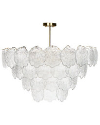 Wyld And Coco 80 Cm Tiered Glass Pendant Chandelier, Brass-Finish Glamour Style - thumbnail 3