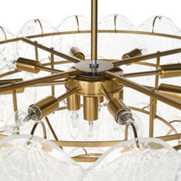 Wyld And Coco 80 Cm Tiered Glass Pendant Chandelier, Brass-Finish Glamour Style - thumbnail 6